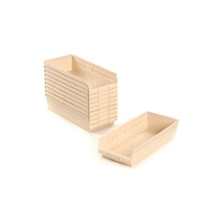 Quantum Storage Systems Shelf Storage Bin, Plastic, Beige, 12 PK QSB108IV